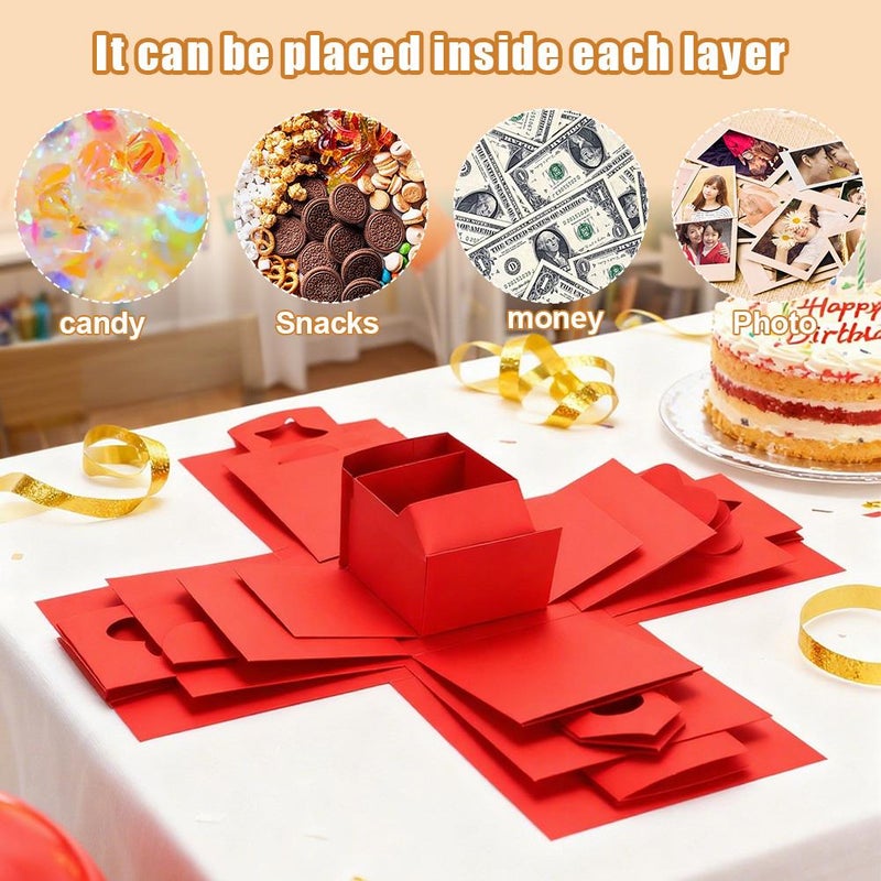 DIY Explosion Gift Box,5-Layer Explosion Gift Box,DIY Anniversary Snack Surprise with Empty E-xplosion B-ox,Scrapbooking B-ox,Multi Layer D-IY Photos G-ift for Anniversary,Birthday,Valentine's Day - Image 5